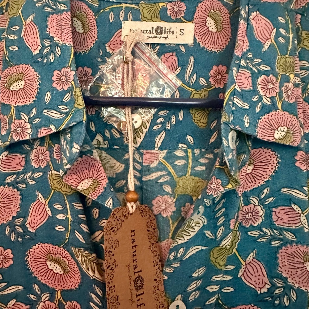 Natural Life Teal and Pink Floral Dress - Picture 3 of 5